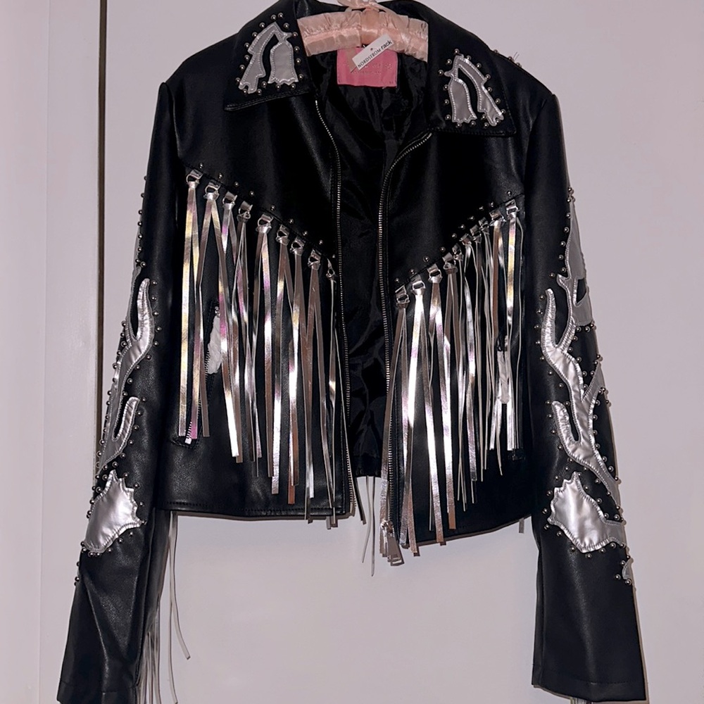 ✨ LIKE NEW✨ Azalea Wang Western Fringe & Stud Faux Leather Jacket
